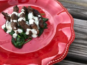 Steak Tips With Spinach Salad