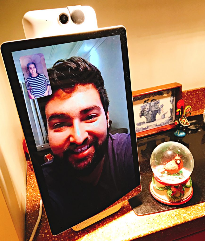 Connecting with families abroad using facebook portal