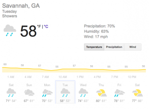 weather for upcoming trip