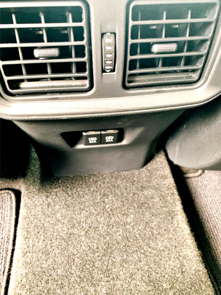 back seat charging ports on the 2020 Toyota Rav4 Hybrid