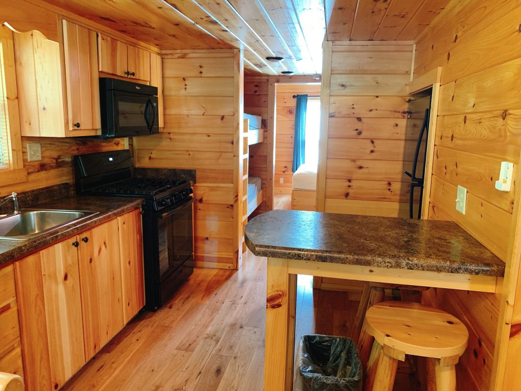 Jellystone campground cabin kitchen