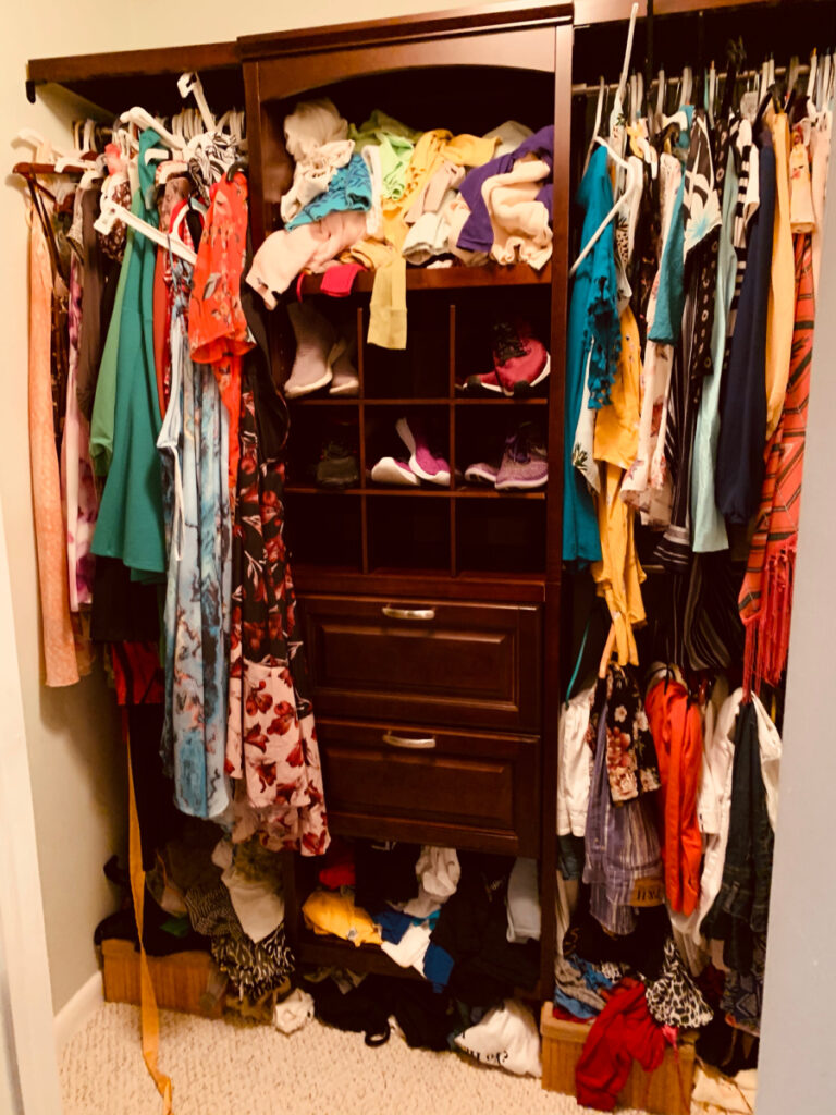 unorganized closet