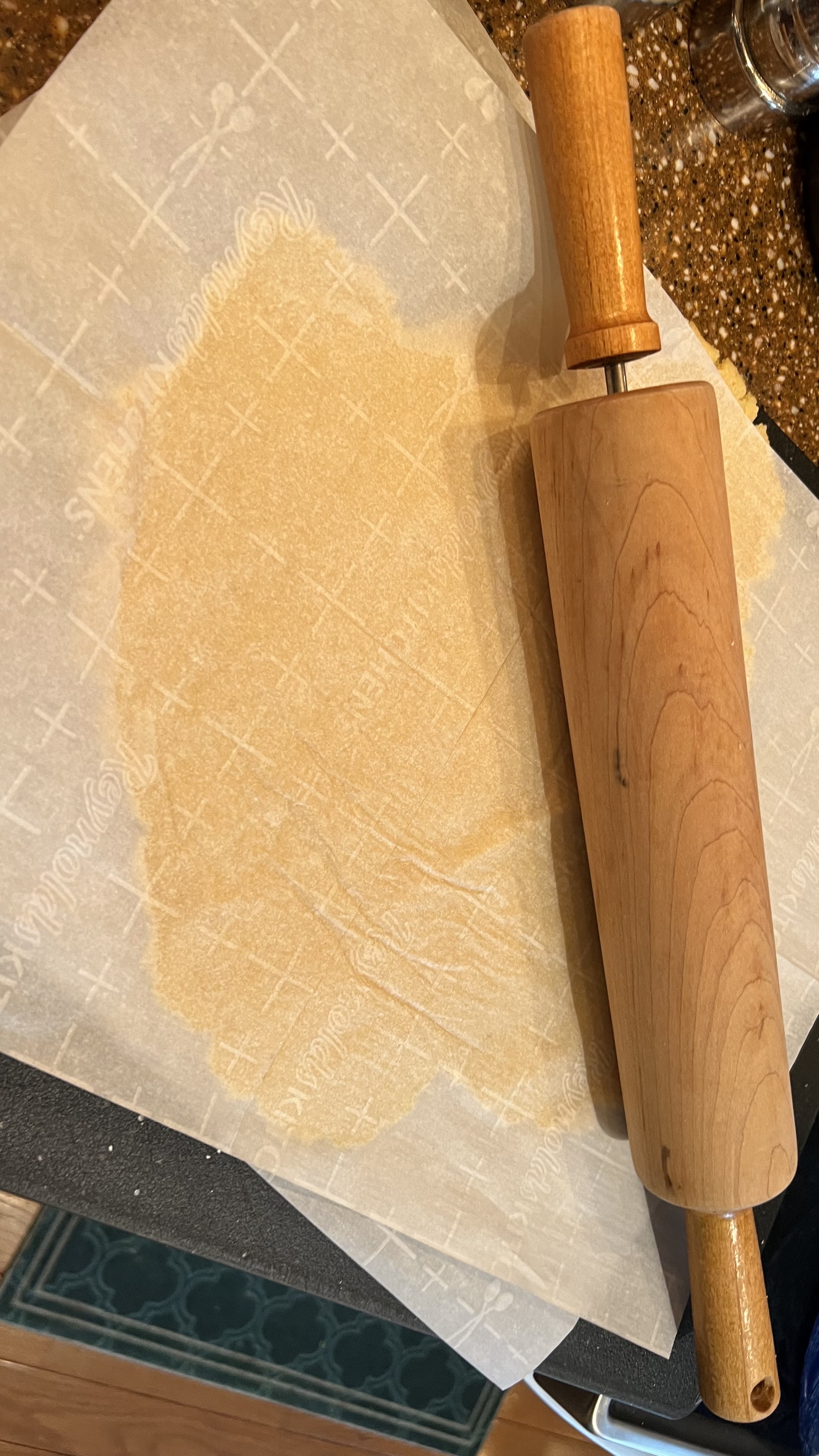 parchment paper used to roll pizza dough