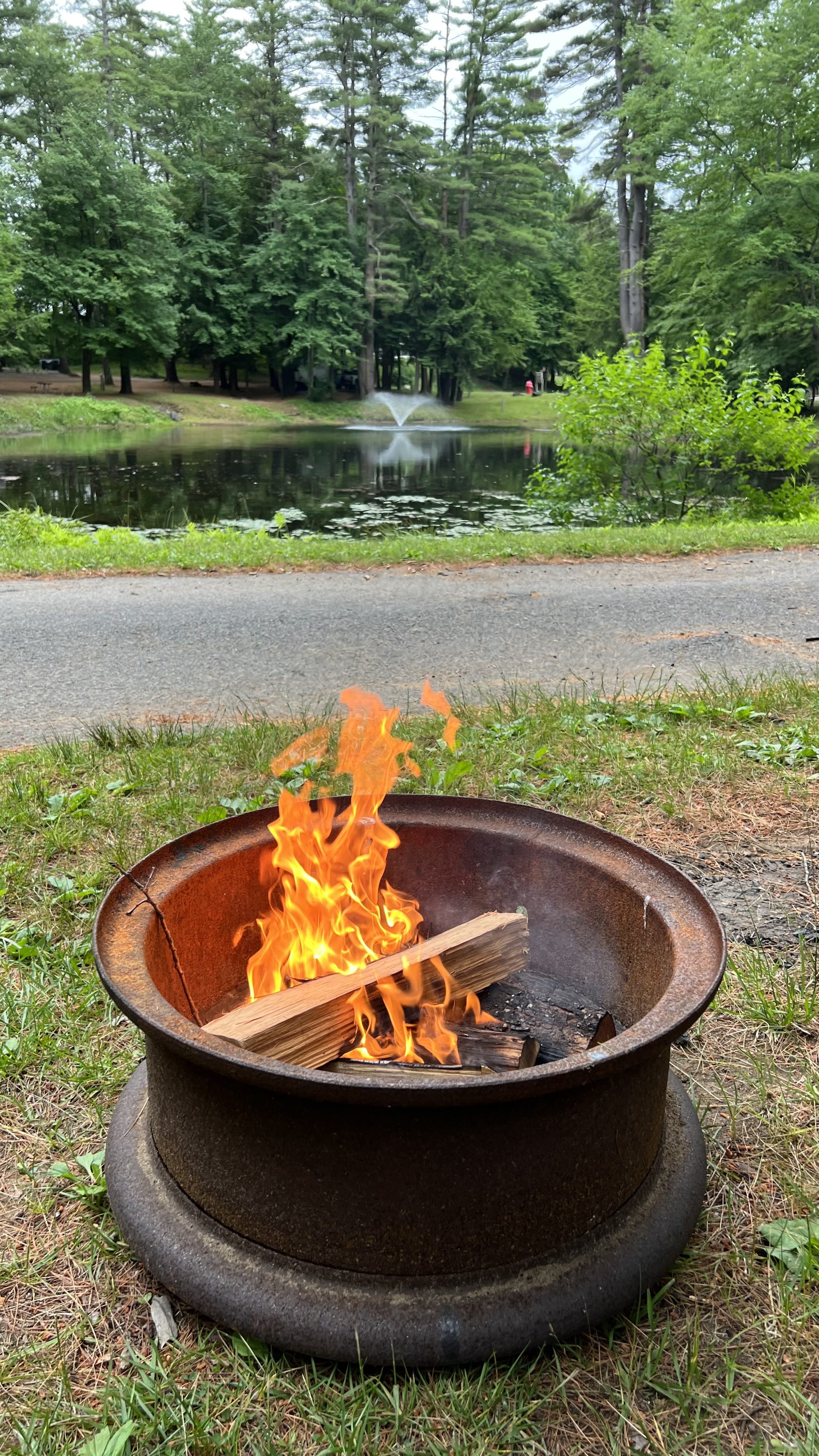 campfire at the campground