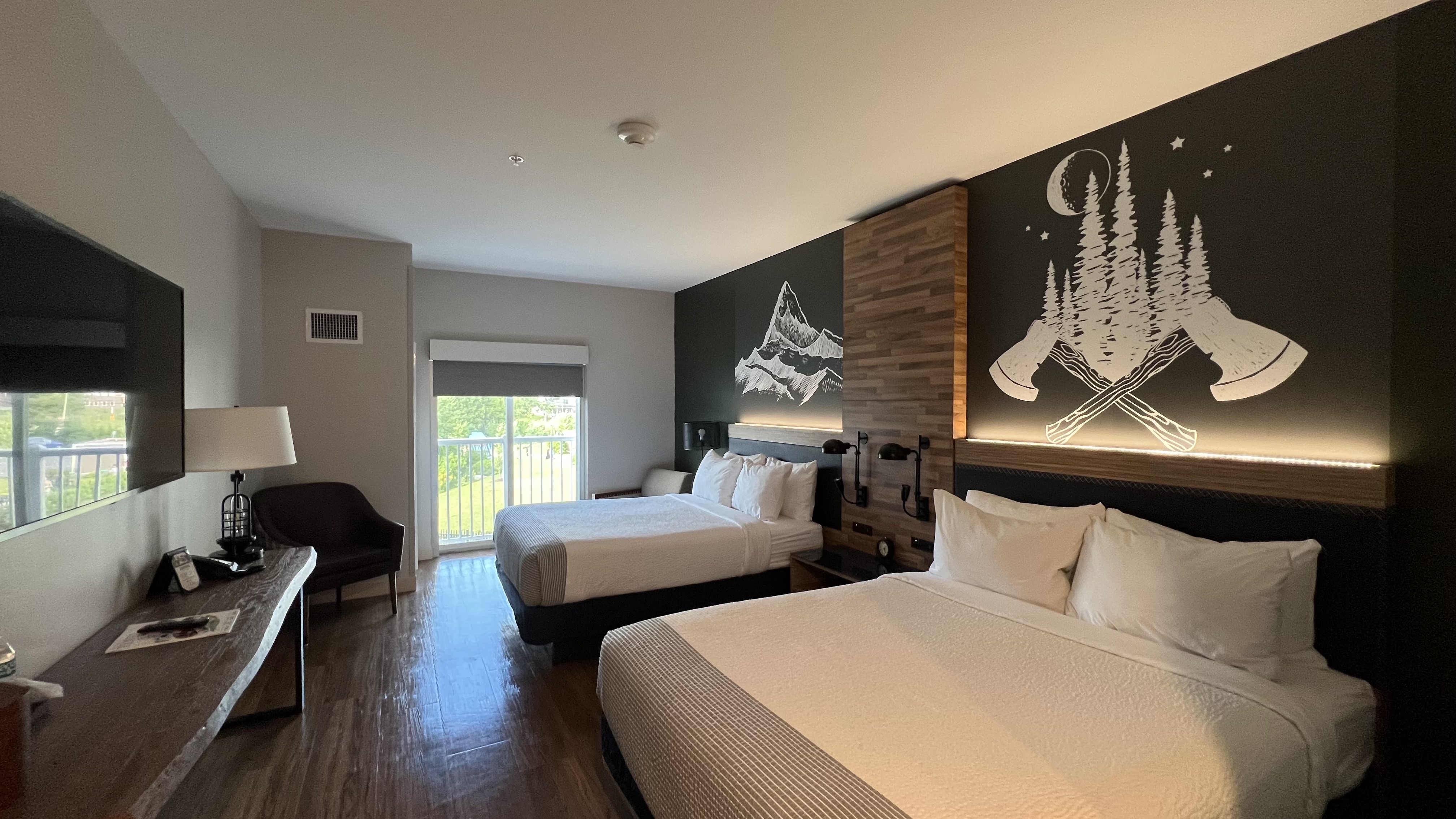 hotel room at Saranac Waterfront Lodge 