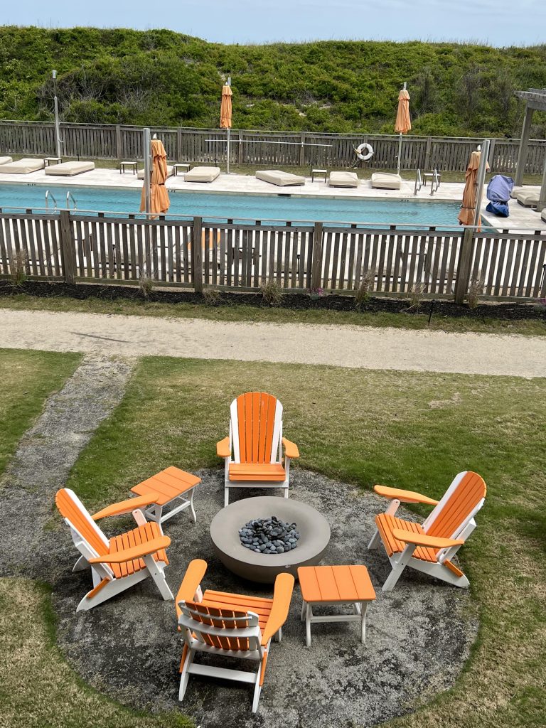 pool and firepit at the sanderling
