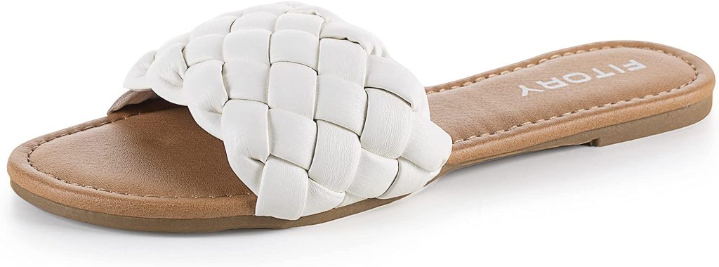 White flat sandals