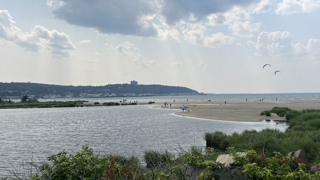 view of the bay area on sandy hook