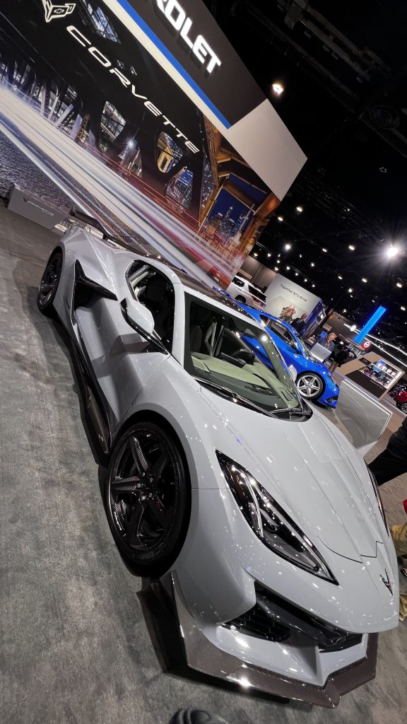 White 2024 Corvette at the Chicago Auto Show