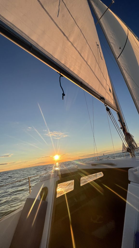 sunset on the sailboat