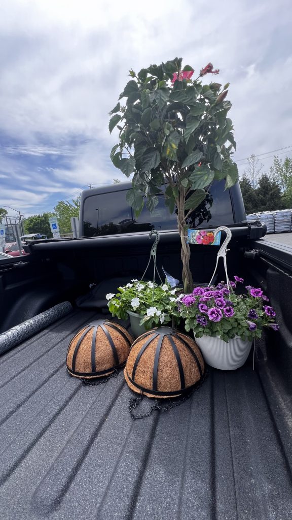 gardening supplies in the Jeep