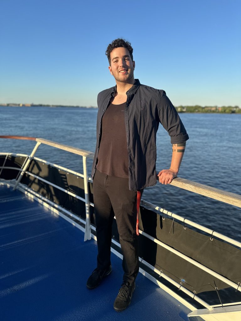 happy son on dinner cruise