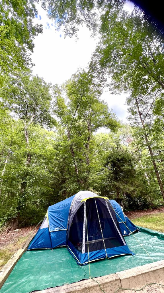 tent set up and ready