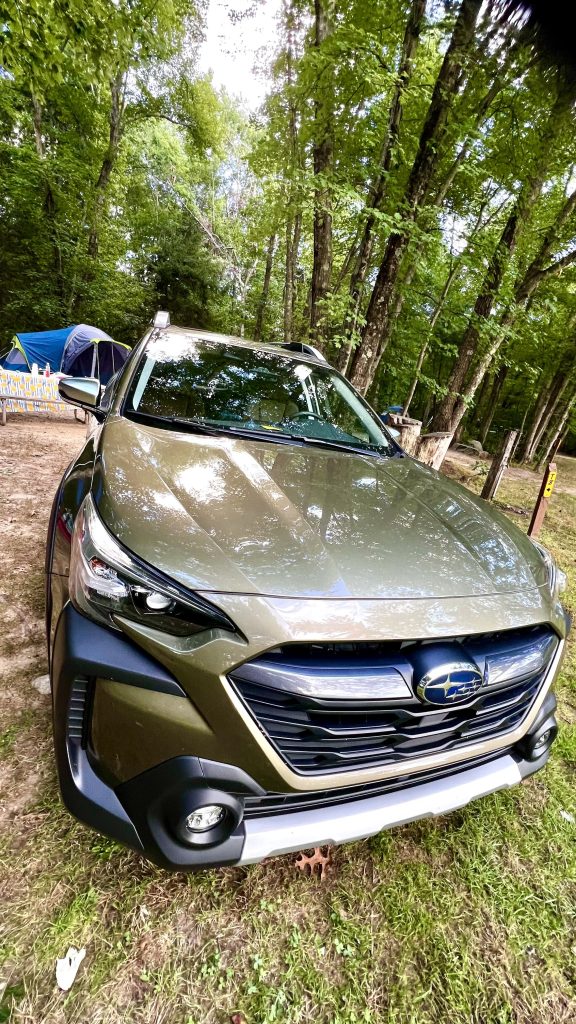 camp site with the subaru