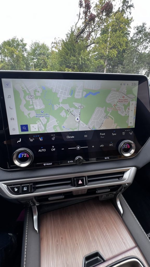 infotainment screen in the lexus