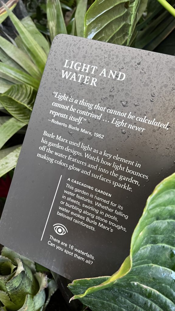 cascading garden explanation sign